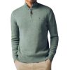 Green Plain Regular Fit Cotton Premium Quarter Zip Jumper - Image 2