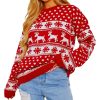 Knitted Reindeer Snowflake Print Sweater for Women - Image 4