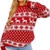 Knitted Reindeer Snowflake Print Sweater for Women - Image 2