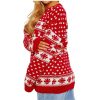 Knitted Reindeer Snowflake Print Sweater for Women - Image 3