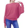 Batwing Sleeves Dolman Loose Knitted Sweaters For Women's - Image 2