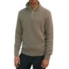 Neutral Relaxed Fit Textured Zip Neck Jumper - Image 2