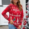 Print Long Sleeve Crew Neck Ladies Sweater - Image 11