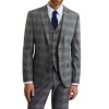 Grey Slim Fit With Tan Checked Suit - Image 2