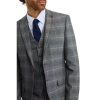 Grey Slim Fit With Tan Checked Suit - Image 3