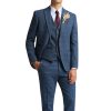 Slim Fit Lenox Denim and Tan Check Suit - Image 2