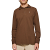 Three Buttons Brown Long-sleeve Polo Shirt - Image 2