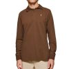 Three Buttons Brown Long-sleeve Polo Shirt - Image 3