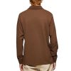 Three Buttons Brown Long-sleeve Polo Shirt - Image 4