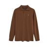 Three Buttons Brown Long-sleeve Polo Shirt - Image 5