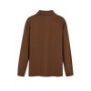 Three Buttons Brown Long-sleeve Polo Shirt - Image 6