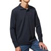 Three Buttons Navy-Blue Long-Sleeve Polo Shirt - Image 3