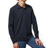 Three Buttons Navy-Blue Long-Sleeve Polo Shirt - Image 2